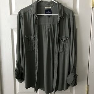 AE Green Button Down